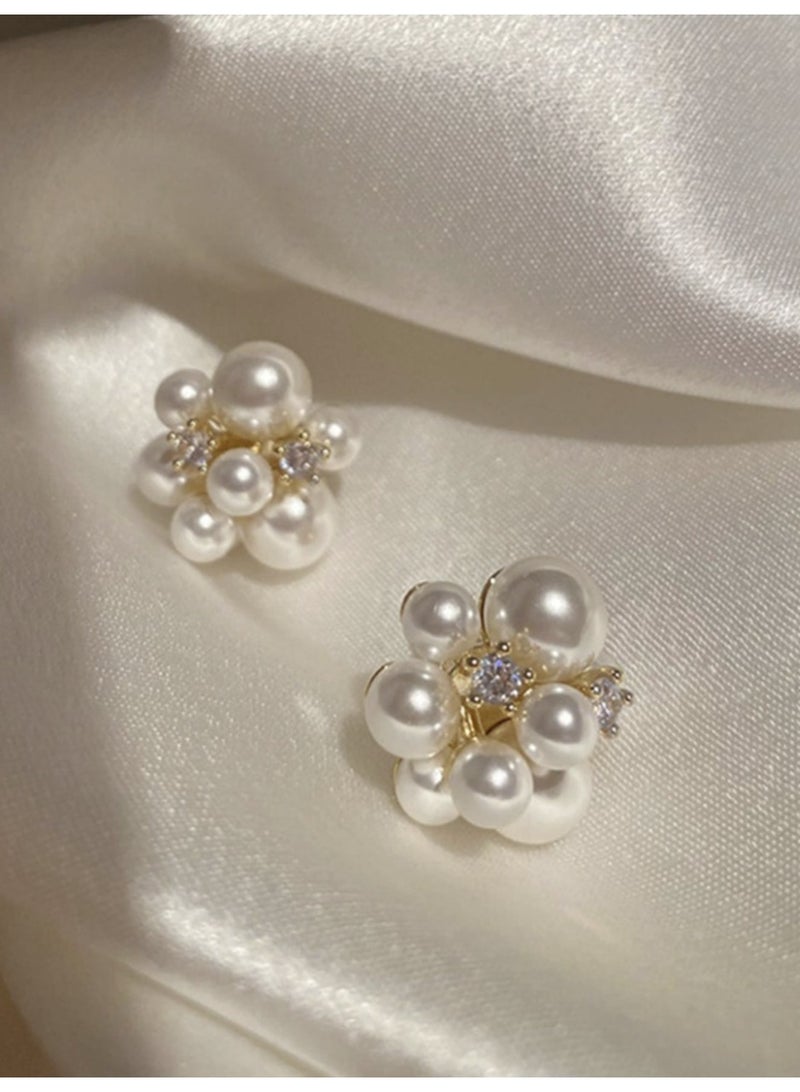 ڤيا أقراط لؤلؤية نسائية فاخرة بتصميم عنقودي راقٍ - Image 3